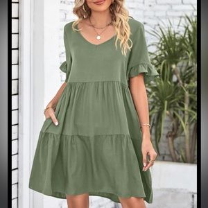 NWT Green V-Neck Dress